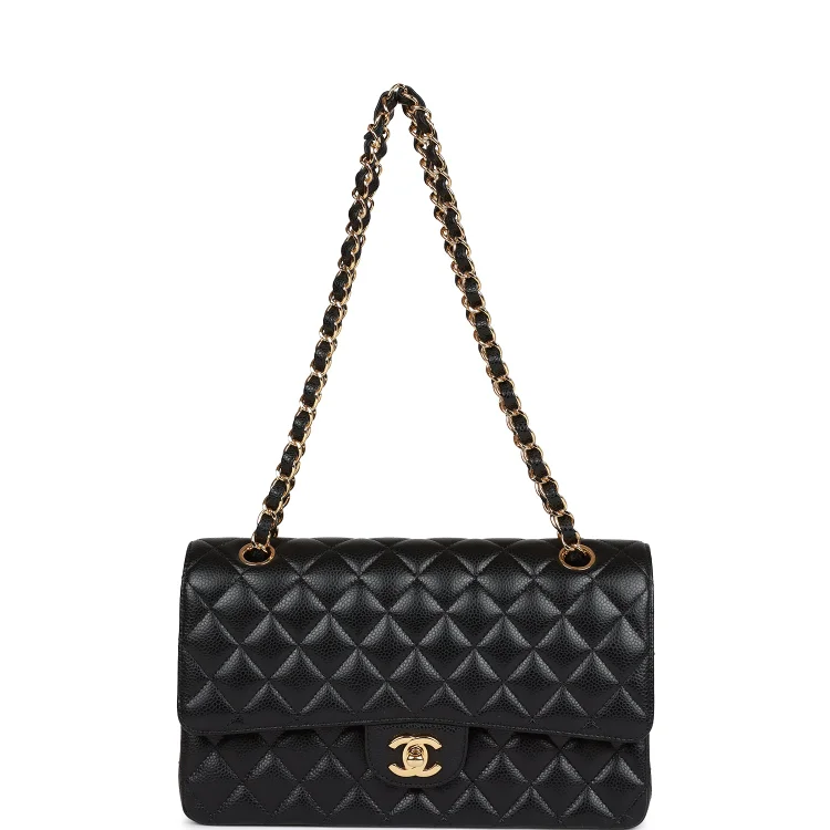 CC Medium Classic Double Flap Bag Black Caviar Gold Hardware - Image 6