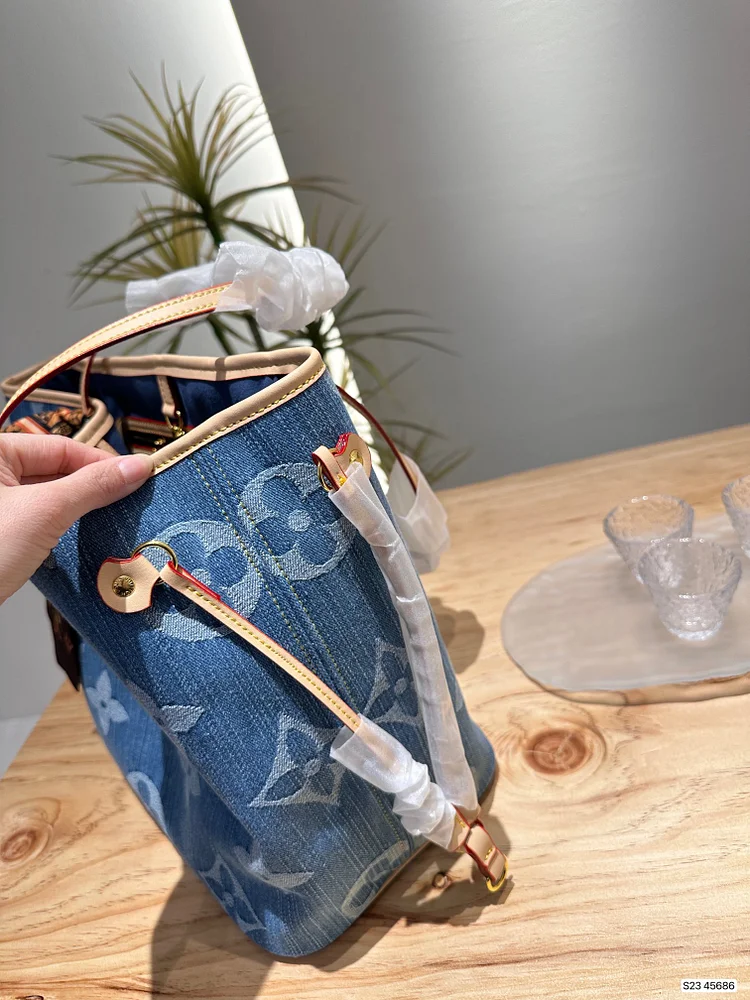 Louis new arrival denim neverfull tote bag size; 33 * 29 cm - Image 2