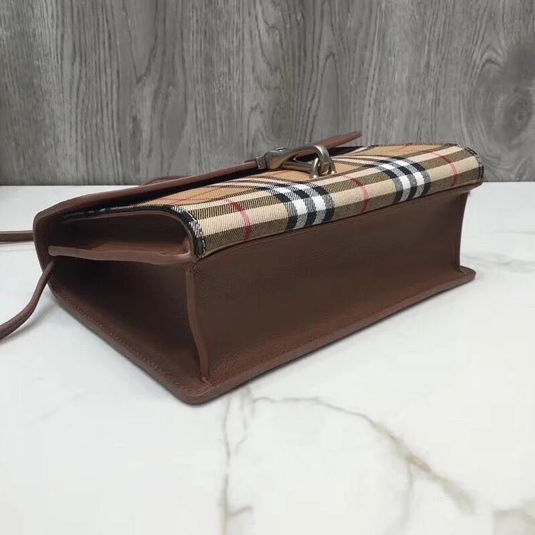 bb Small Vintage Check And Crossbody Bag Brown For Women, Women??s Bags 9in/24cm - Image 3