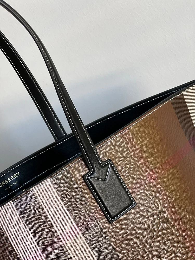 Bur Check And Leather Medium Tote Bag - Image 6