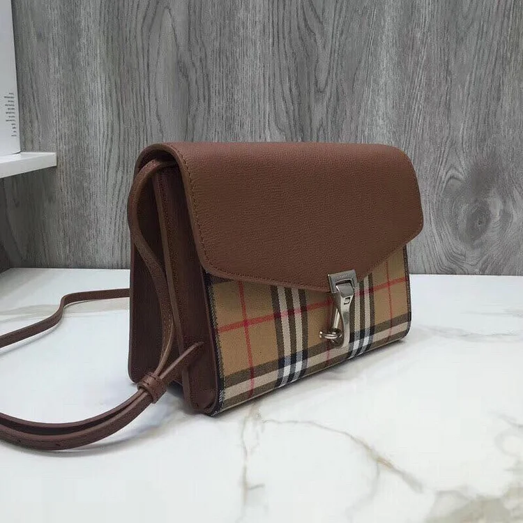 bb Small Vintage Check And Crossbody Bag Brown For Women, Women??s Bags 9in/24cm - Image 7