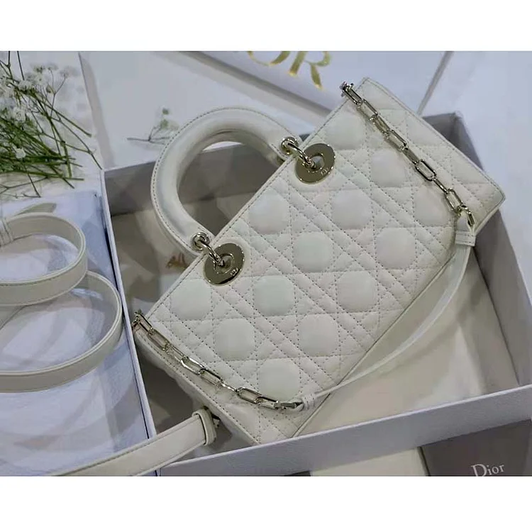 CD Women CD Lady D-Joy Bag Latte Cannage Lambskin - Image 4