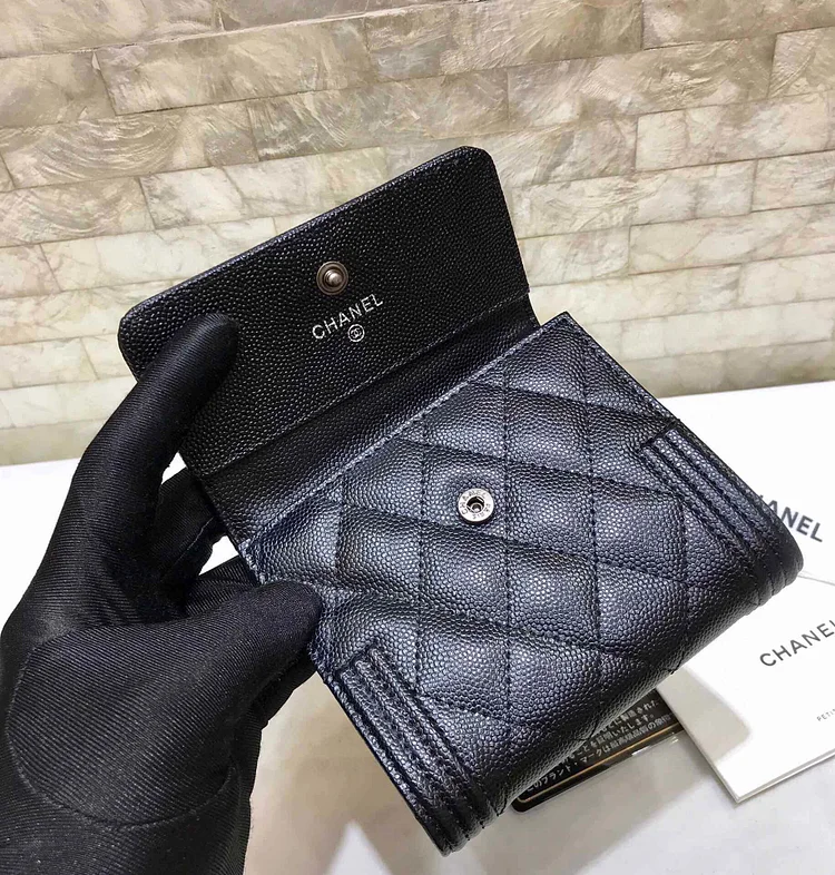 cc CO-CO Boy Flap Card Holder 11cm/4.3in Silver Hardware For Women Black - Image 6