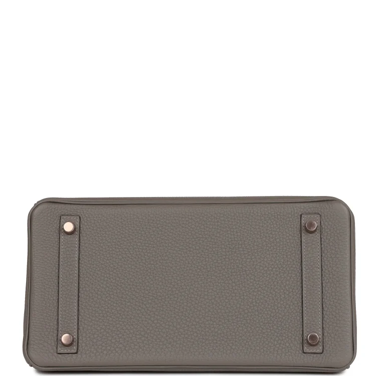 H Birkin 30 Gris Meyer Togo Rose Gold Hardware - Image 5
