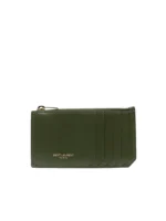 Y Fragments Zipped Card Case in Dark Pine