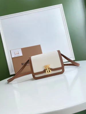Bur Small Two Tone  Canvas Leather TB Bag