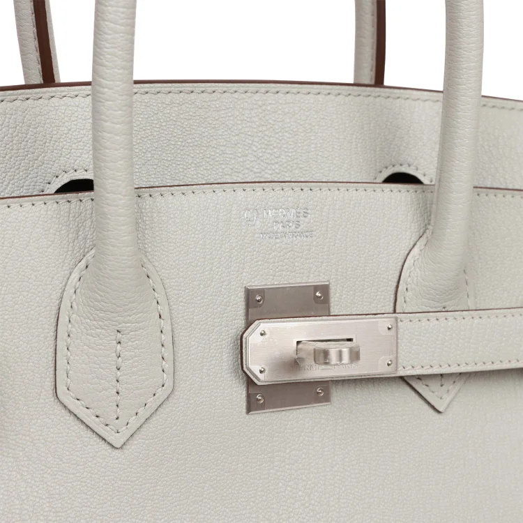 H Special Order (HSS) Birkin 30 Gris Perle Verso Chevre Brushed Palladium Hardware - Image 6