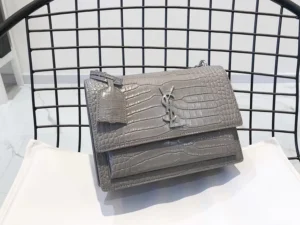 Y Medium Sunset In Crocodile Embossed Shiny Leather Bag