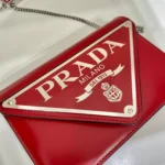 Pra Brushed Shoulder Bag Red For Women, Women??s Bags 6.7in/17cm 1BH189_ZO6_F02SB_V_5KO