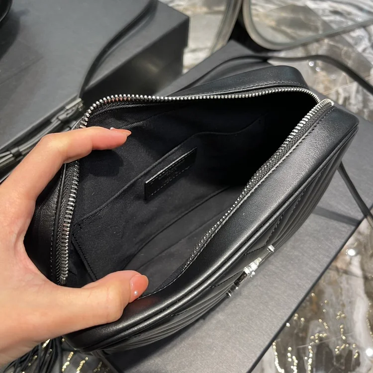 Y Lou Camera Bag Black With Silver Toned Hardware - Image 7