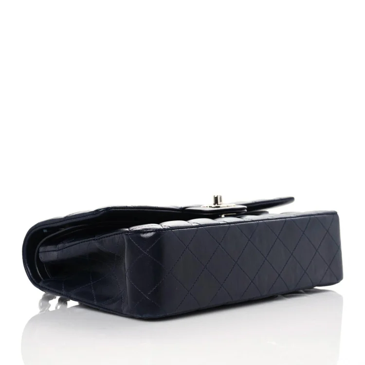 CC CN34 Lambskin Quilted Medium Double Flap in Navy - Image 3