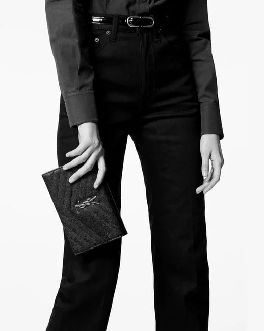 Y Cassandre Y Matelass Chain Wallet in Grain de Poudre Embossed Leather - Image 2