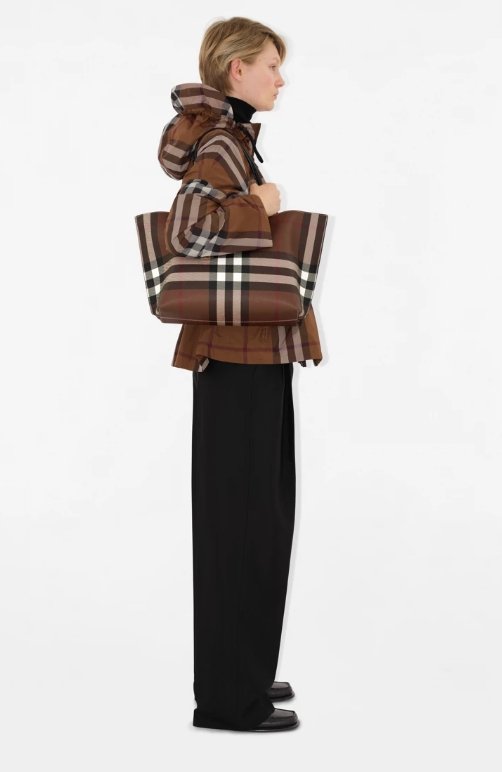 Bur Check And Leather Medium Tote Bag - Image 2