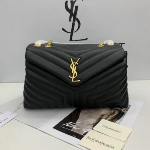 Y Loulou Bag Matelasse Y Leather Gold-tone Medium Black