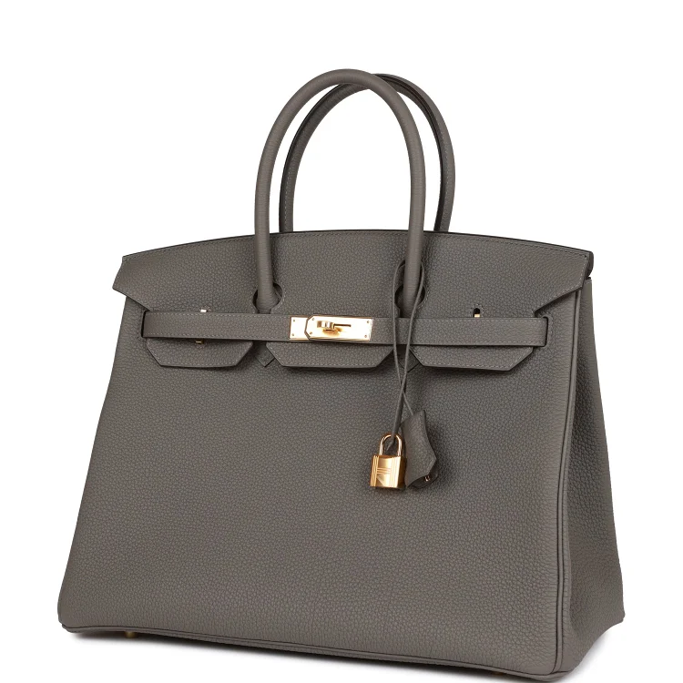 H Birkin 35 Gris Meyer Togo Gold Hardware - Image 4