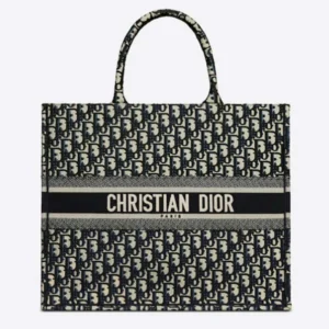 CD Unisex CD Large Book Tote Navy Blue CD Oblique Embroidery