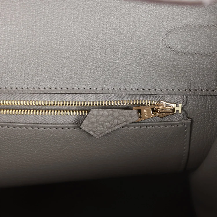 H Birkin 35 Gris Meyer Togo Gold Hardware - Image 8