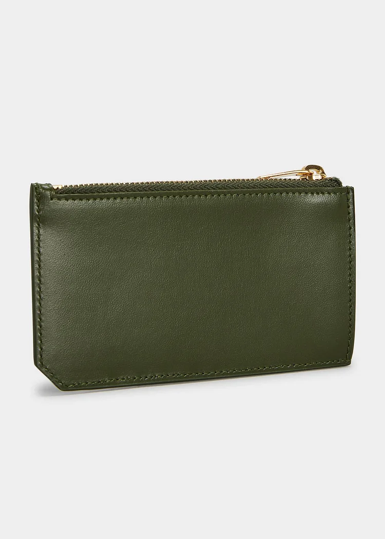 Y Fragments Zipped Card Case in Dark Pine - Image 2