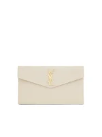 Y Uptown Pouch Grain De Poudre Embossed Leather in Blanc Vintage