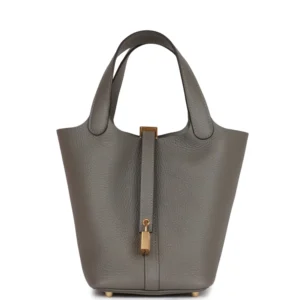H Picotin Lock 18 Gris Meyer Clemence Gold Hardware