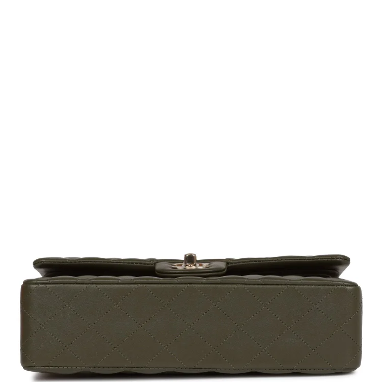 CC Medium Classic Double Flap Bag Olive Calfskin Light Gold Hardware - Image 5