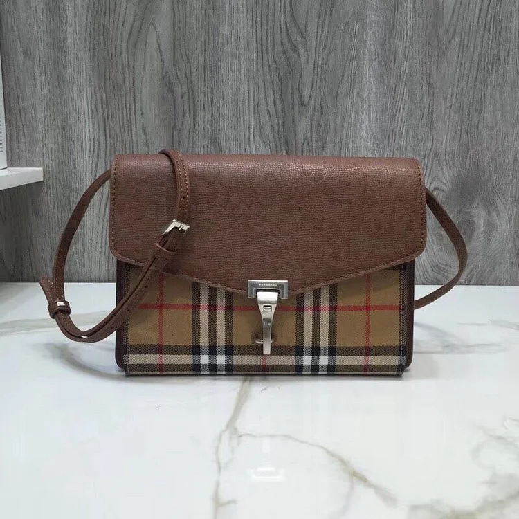 bb Small Vintage Check And Crossbody Bag Brown For Women, Women??s Bags 9in/24cm