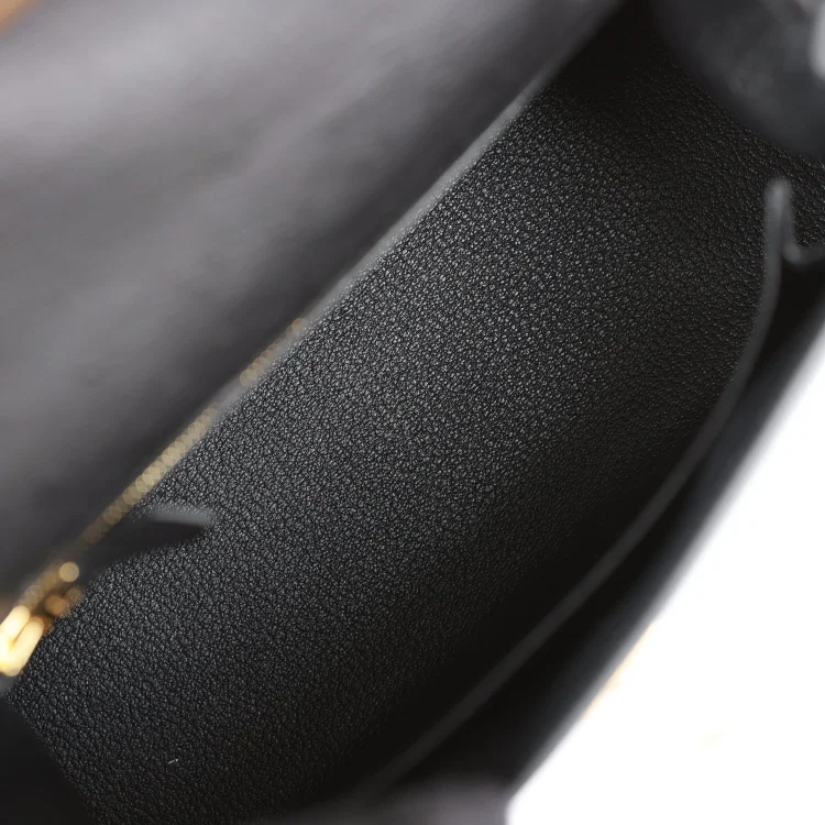 H Kelly Sellier 25 Black Ostrich Gold Hardware - Image 7