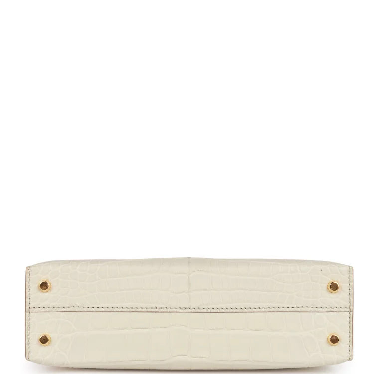 H Kelly Sellier 20cm Beton Matte Alligator Gold Hardware - Image 5