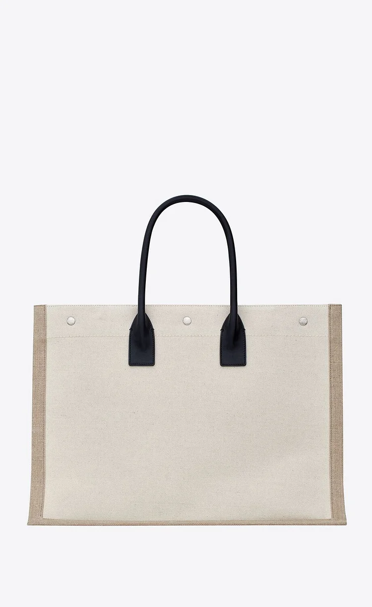 Y RIVE GAUCHE LARGE TOTE BAG IN PRINTED CANVAS AND LEATHER - Image 2