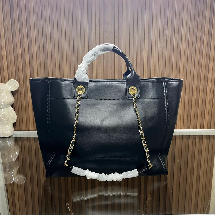 CC leather tote bag black/white size: 36.5/32/15 cm - Image 13