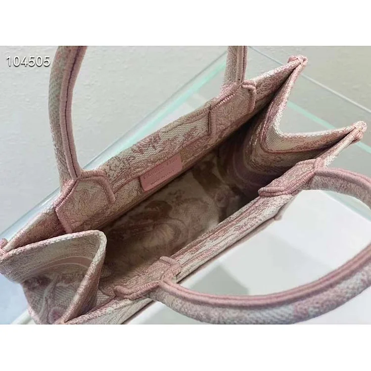 CD Unisex CD Small Book Tote Fluorescent Pink Toile De Jouy Transparent Canvas - Image 7