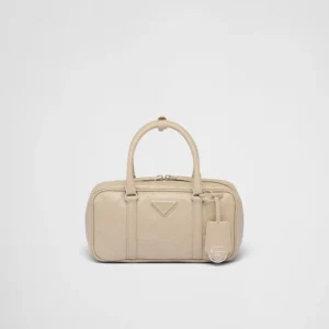 PP Small antique nappa leather top handle bag ?C Desert Beige