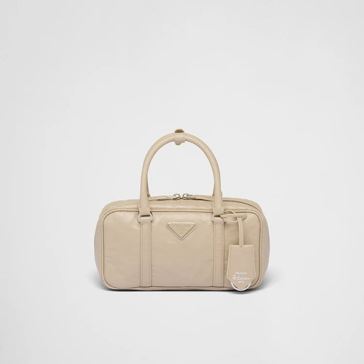 PP Small antique nappa leather top handle bag ?C Desert Beige