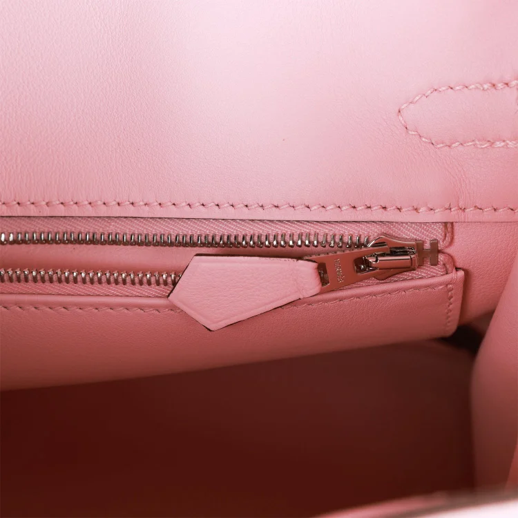 H Birkin 25 Rose Sakura Swift Palladium Hardware - Image 8