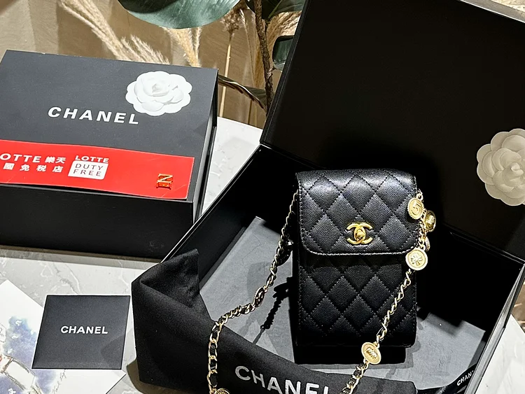 CC new arrival caviar leather phone bag size: 12*16 cm - Image 4
