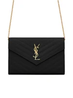 Y Cassandre Y Matelass Chain Wallet in Grain de Poudre Embossed Leather