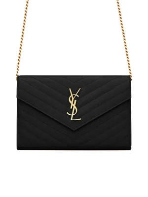 Y Cassandre Y Matelass Chain Wallet in Grain de Poudre Embossed Leather