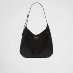 PP Large leather shoulder bag with topstitching ?C Black