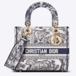 CD Women CD Medium Lady D-Lite Bag Blue Toile De Jouy Embroidery