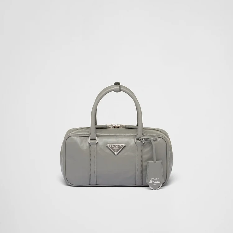 PP Small antique nappa leather top handle bag ?C Slate Gray