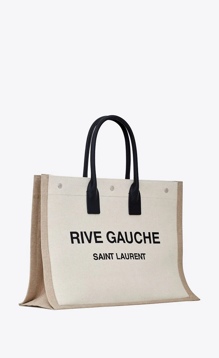 Y RIVE GAUCHE LARGE TOTE BAG IN PRINTED CANVAS AND LEATHER - Image 4
