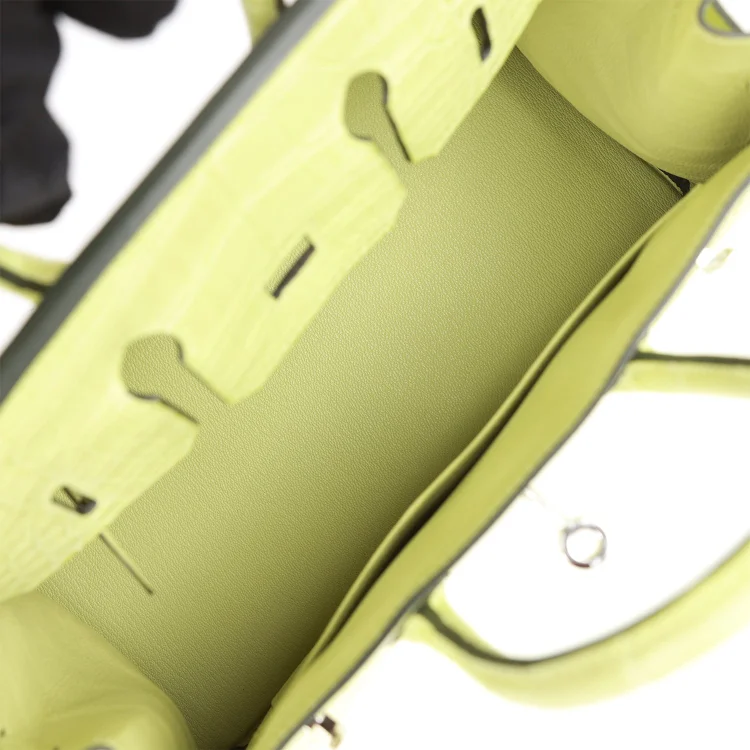 H Birkin 25 Jaune Bourgeon Matte Alligator Palladium Hardware - Image 7