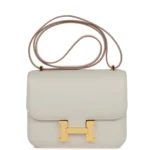 H Constance 18 Gris Perle Swift Gold Hardware