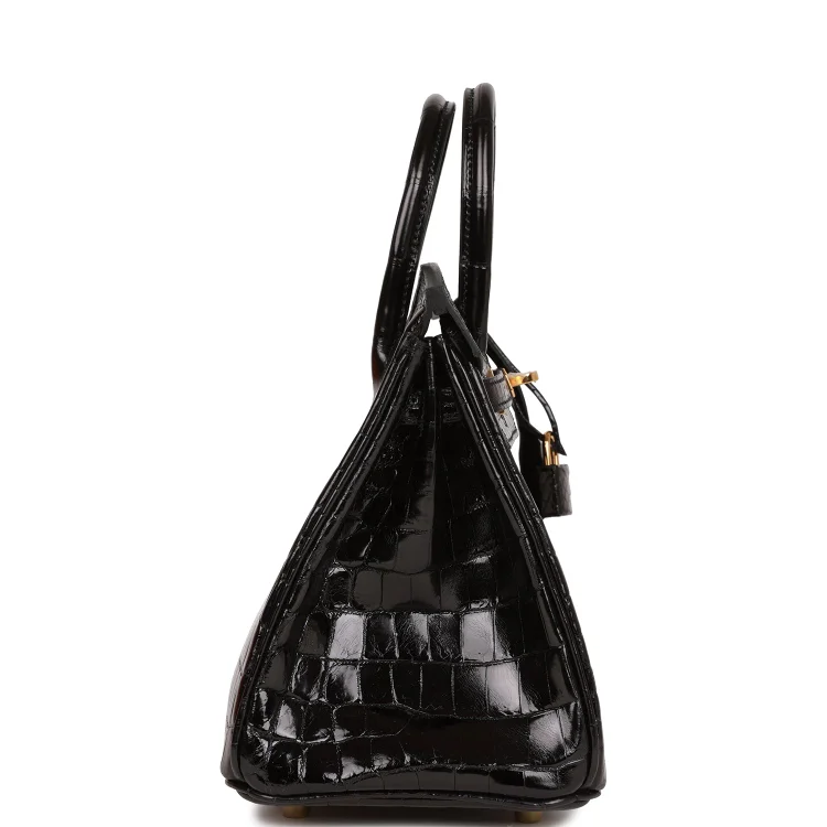 H Birkin 25 Black Shiny Niloticus Crocodile Gold Hardware - Image 2