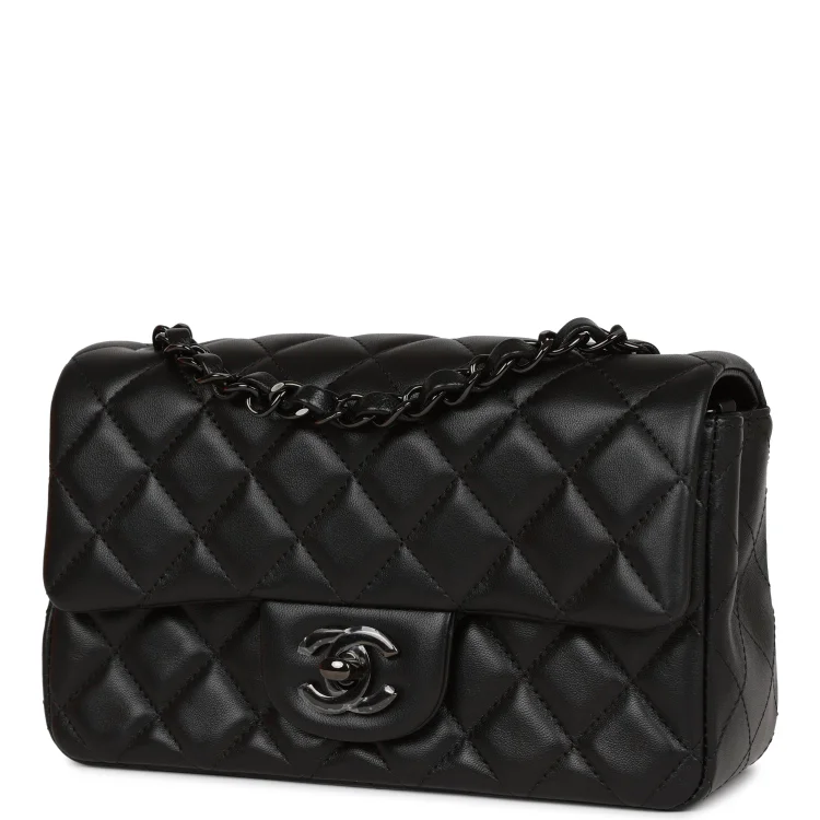 CC Mini Rectangular Flap Bag SO Black Lambskin Black Hardware for MR - Image 4