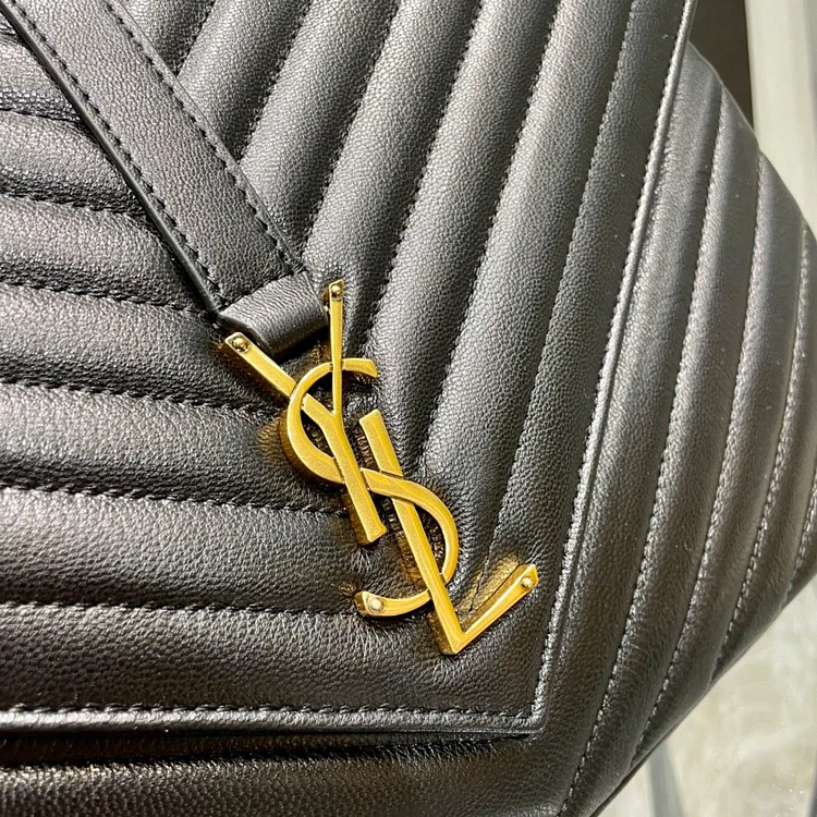 Y College Large Chain Bag Black With Gold Hardware - Image 4
