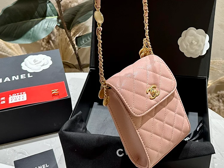 CC new arrival caviar leather phone bag size: 12*16 cm - Image 2