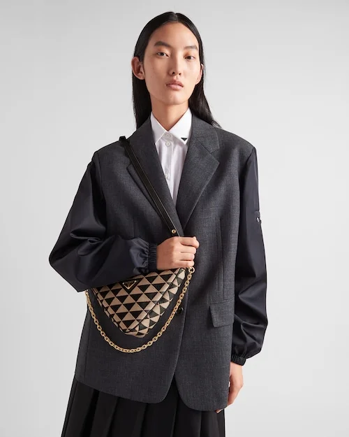 PP Embroidered fabric mini-bag ?C Black/Beige - Image 5