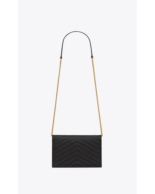 Y Cassandre Y Matelass Chain Wallet in Grain de Poudre Embossed Leather - Image 3