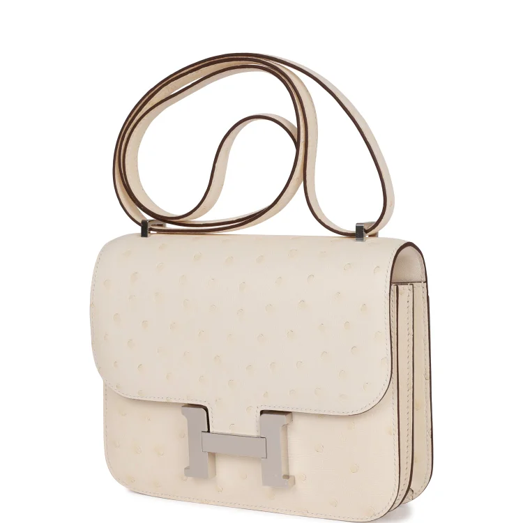 H Constance 18 Nata Ostrich Palladium Hardware - Image 4